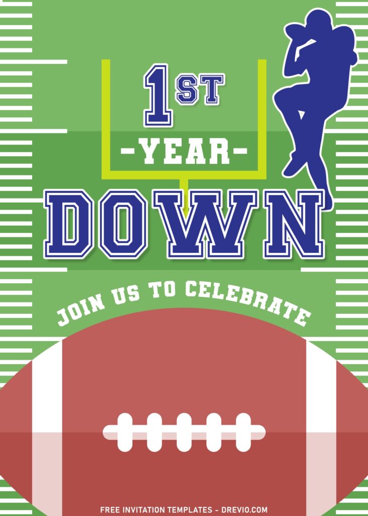 11+ Touchdown First Birthday Invitation Templates For Your Little Boy's Birthday with Football Hash Marks