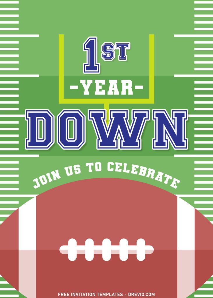11+ Touchdown First Birthday Invitation Templates For Your Little Boy's Birthday with Football Gridiron Ball