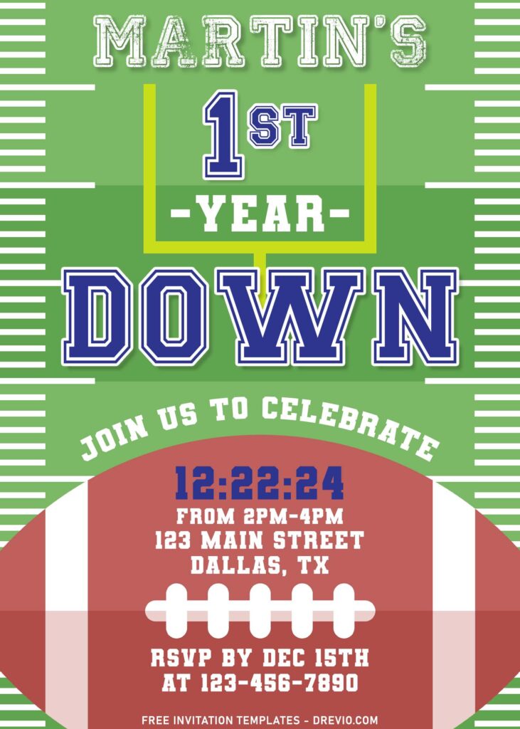 11+ Touchdown First Birthday Invitation Templates For Your Little Boy's Birthday with Football Playing Field