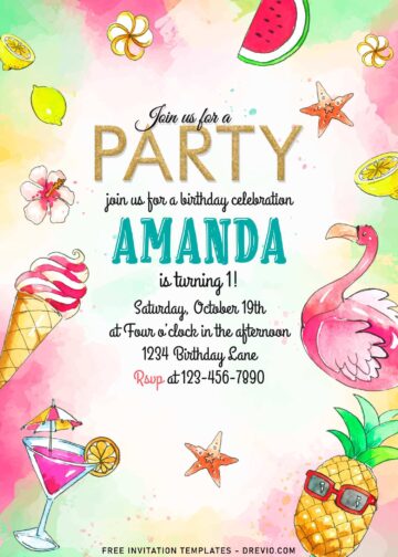 11+ Cute Girly Pink Flamingo Birthday Invitation Templates | Download ...