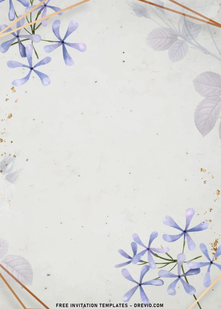10+ Elegant Vivid Blue Floral Wedding Invitation Templates with rustic paper grain texture background