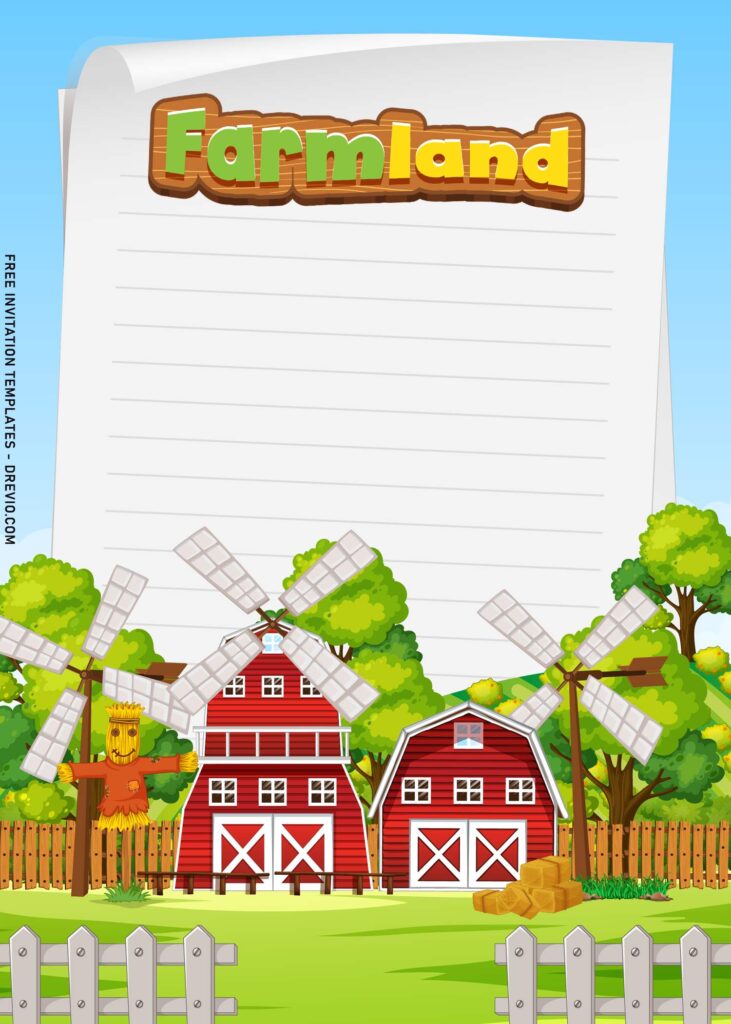 7+ Lovely Cartoon Barnyard Birthday Invitation Templates with windmill