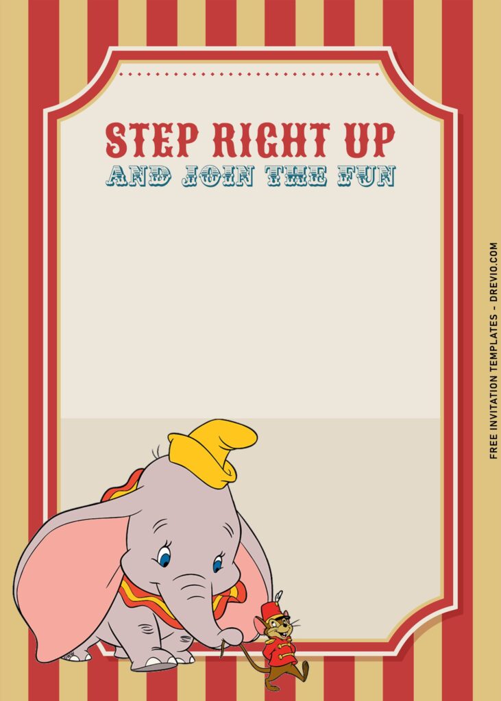 7+ Lovely Vintage Dumbo Birthday Invitation Templates with cartoon hand drawn Dumbo