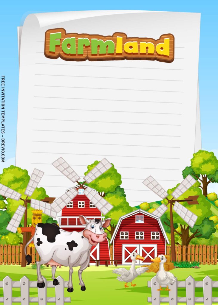 7+ Lovely Cartoon Barnyard Birthday Invitation Templates with cow