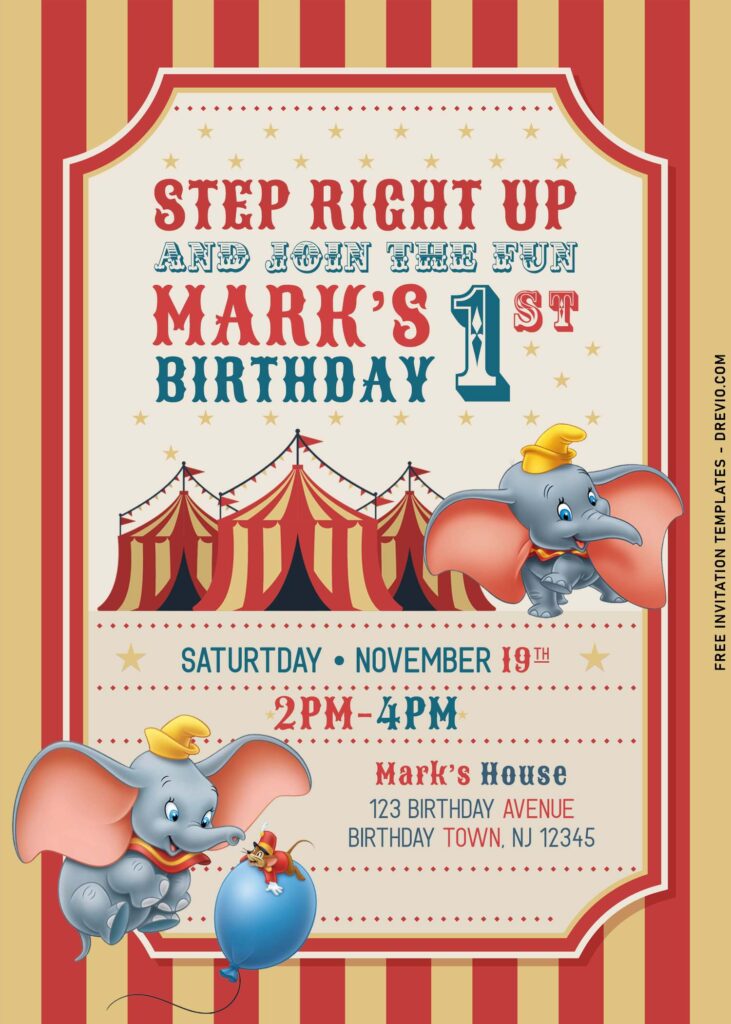 7+ Lovely Vintage Dumbo Birthday Invitation Templates