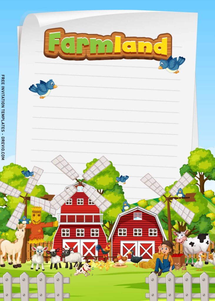 7+ Lovely Cartoon Barnyard Birthday Invitation Templates with beautiful scene of Farm house