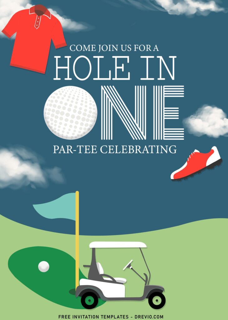7+ Personalized Hole In One Golf Birthday Invitation Templates with golf pole