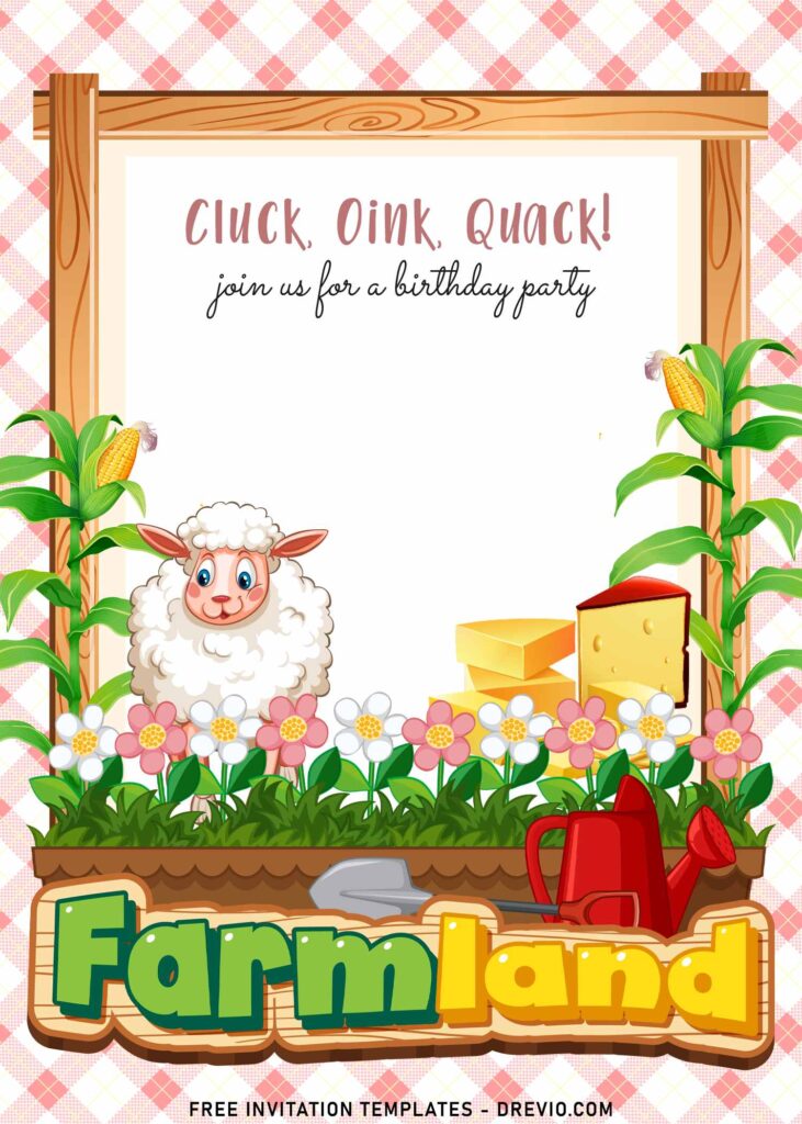 7+ Cluck Oink Quack Barnyard Birthday Invitation Templates with adorable sheep