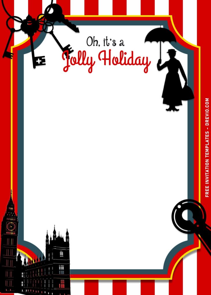 7+ Jolly Holiday Mary Poppins Returns Birthday Invitation Templates with Vintage British Building And Keys