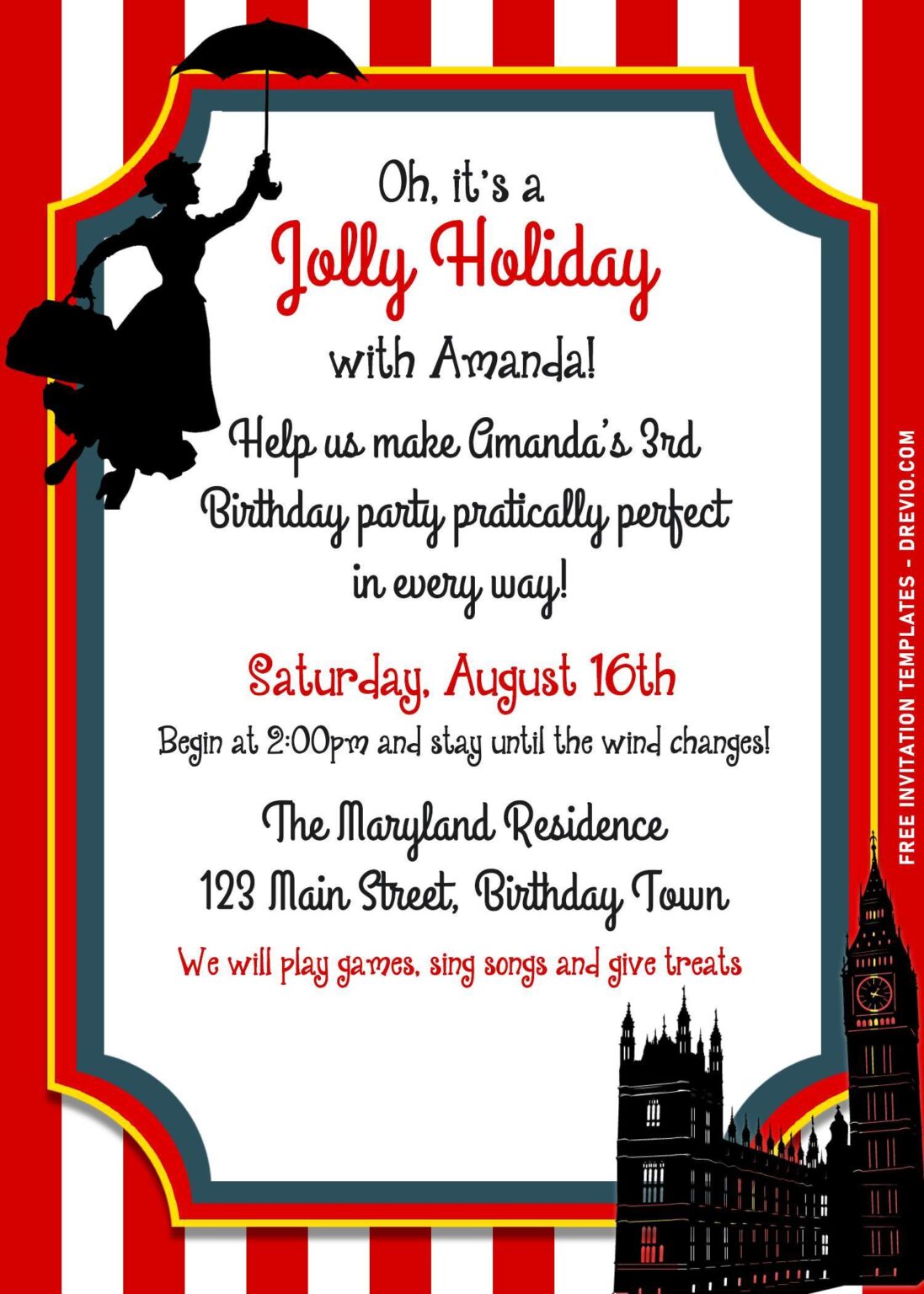 Mary Poppins Returns Birthday Invitation Free Printable