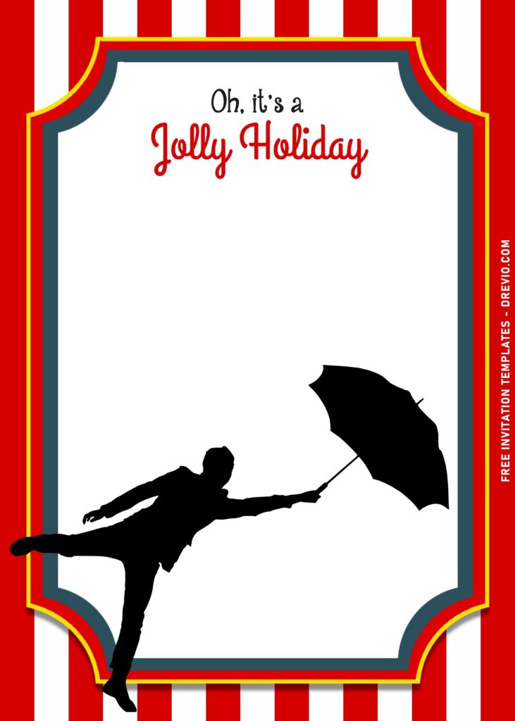 7+ Jolly Holiday Mary Poppins Returns Birthday Invitation Templates with little man with umbrella