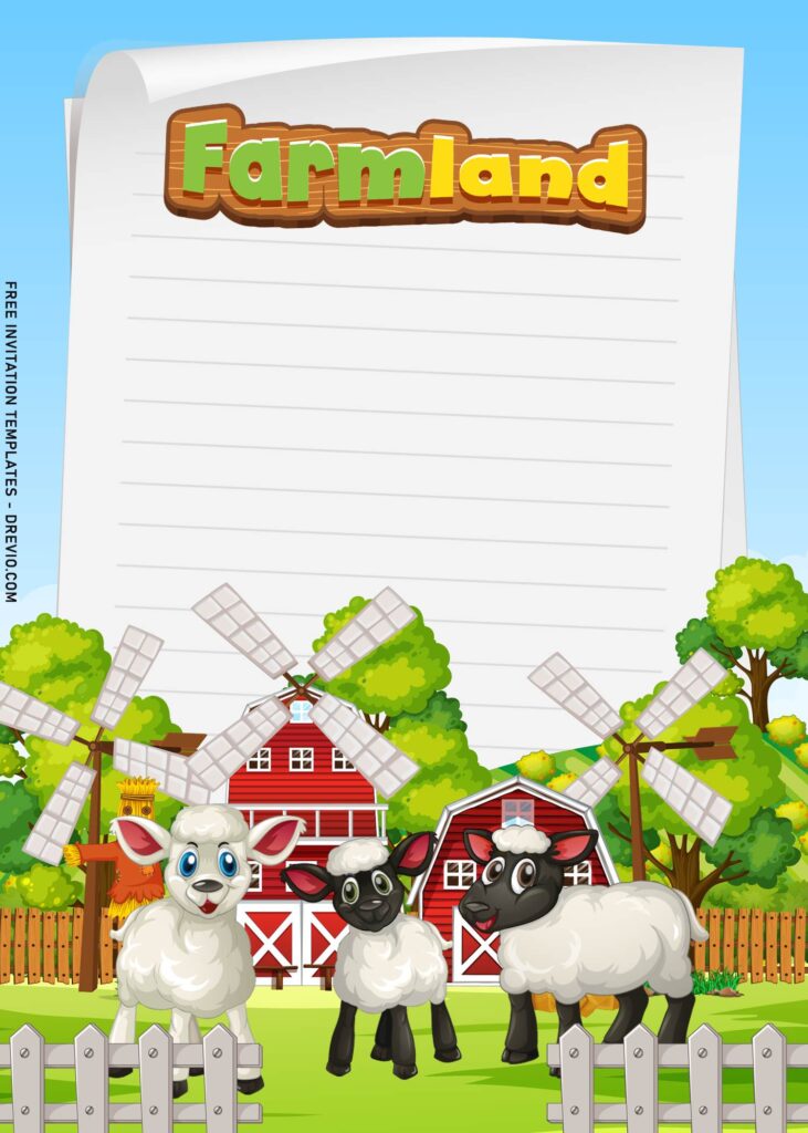 7+ Lovely Cartoon Barnyard Birthday Invitation Templates with cartoon sheeps