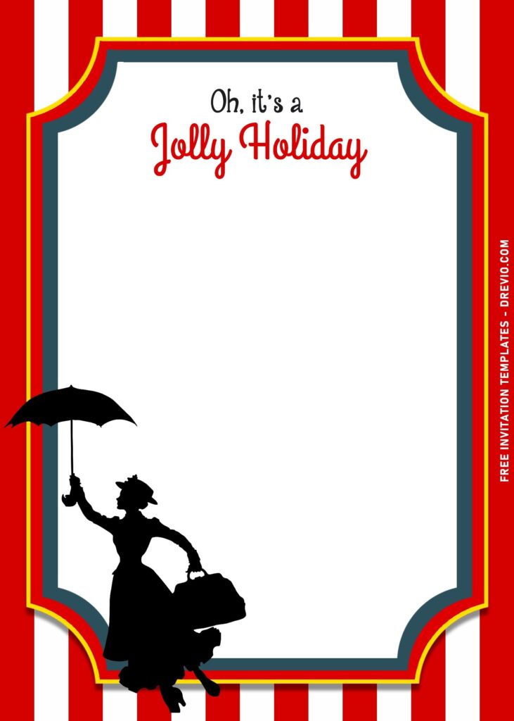 7+ Jolly Holiday Mary Poppins Returns Birthday Invitation Templates with silhouettes of Mary Poppins