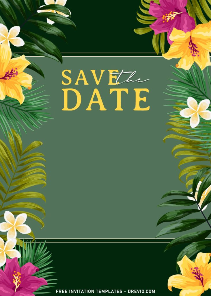 Invitation Template of 7+ Modern Summer Foliage Beach Wedding Invitation Templates 6