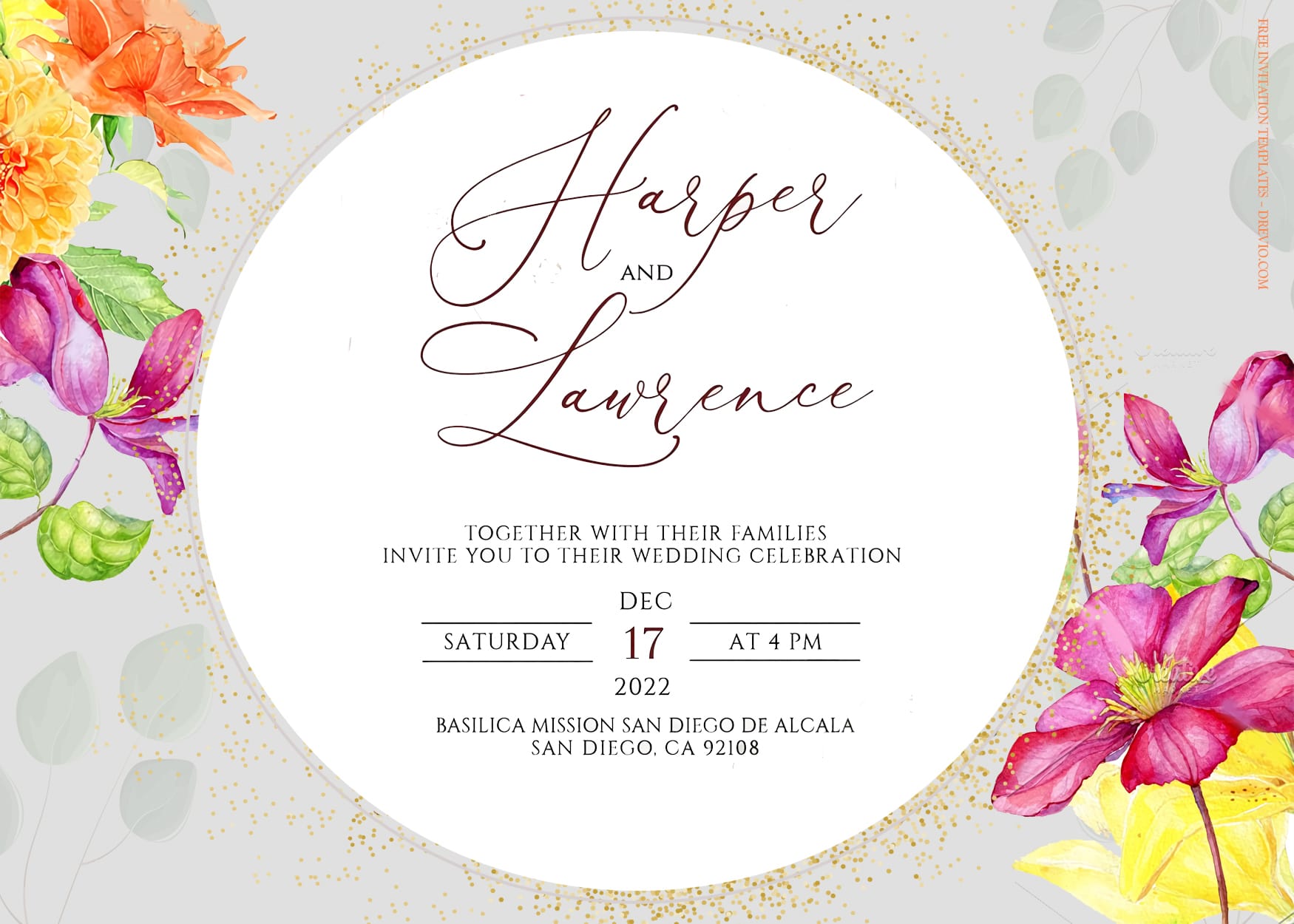 7+ Watercolor Spring Fresh Floral Wedding Invitation Templates Title