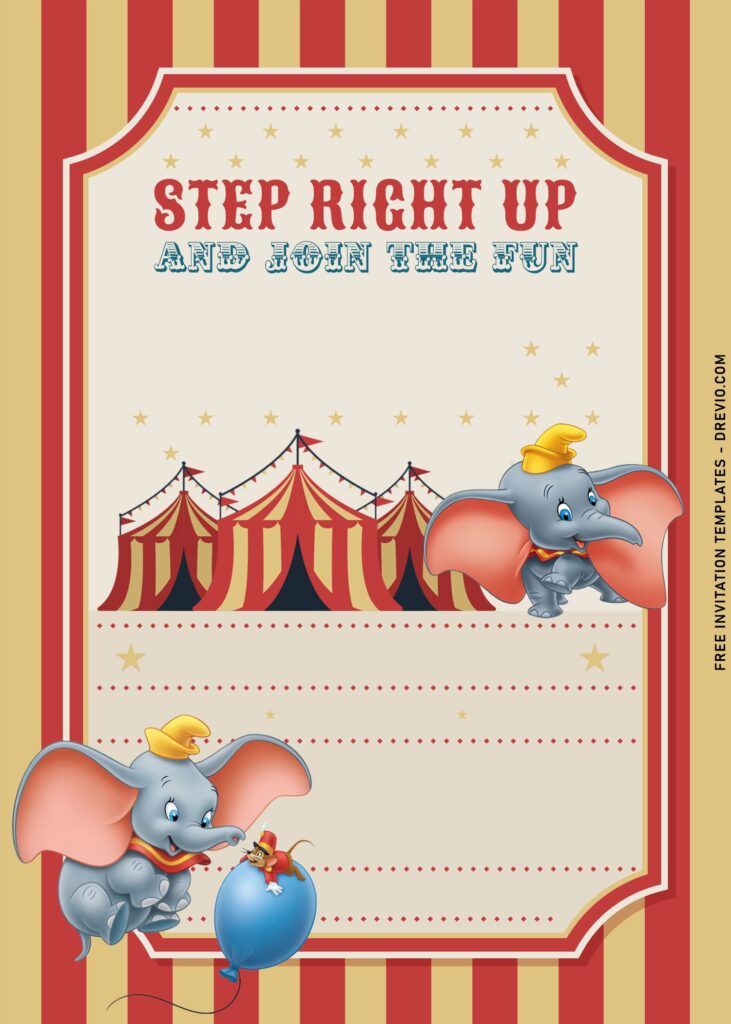 7+ Lovely Vintage Dumbo Birthday Invitation Templates with Dumbo and mouse