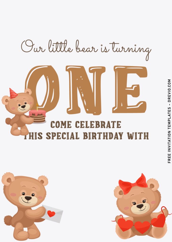 Invitation Template of 8+ Friendly Teddy Bear Birthday Invitation Templates 2