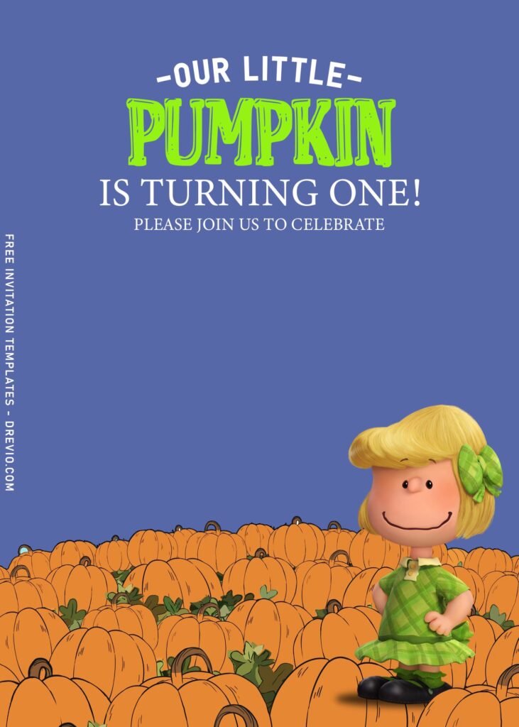 10+ Charlie Brown And Friends Pumpkin Birthday Invitation Templates with Sally Brown