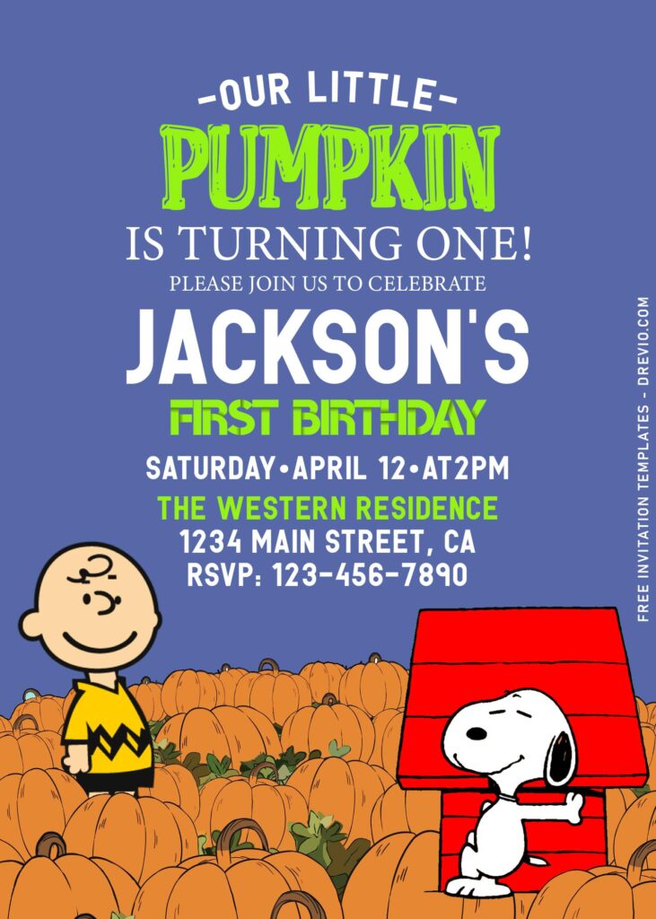 Invitation Template of 10+ Charlie Brown And Friends Pumpkin Birthday Invitation Templates 1