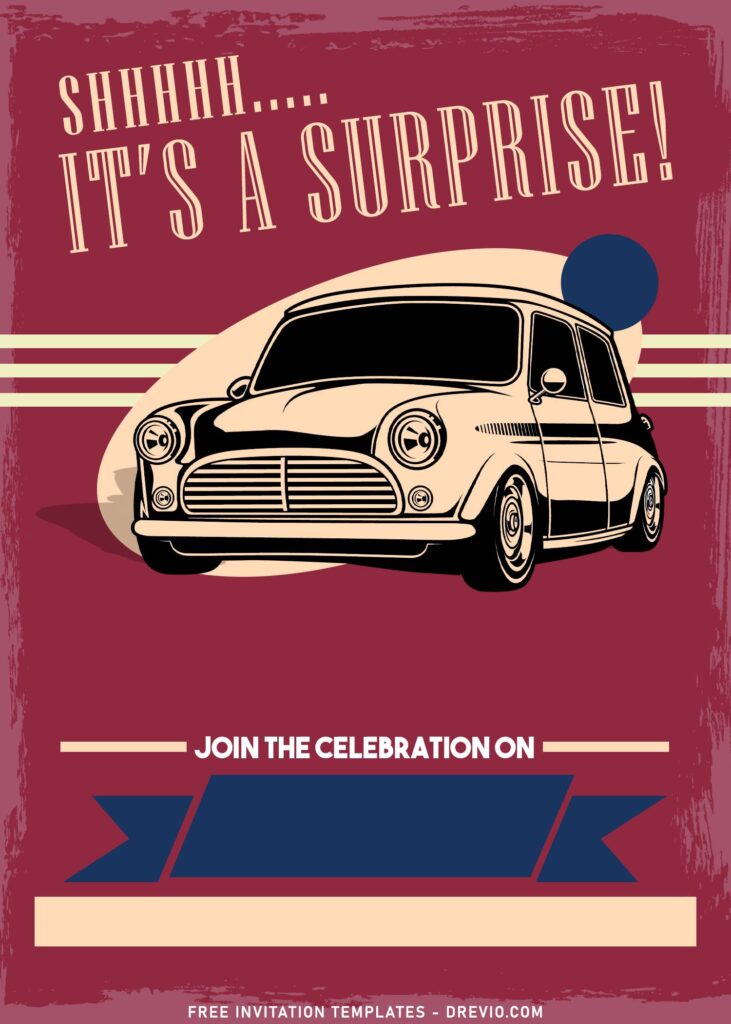 8+ Vintage Car Spectacular 50th Birthday Invitation Templates with classic Mini cooper