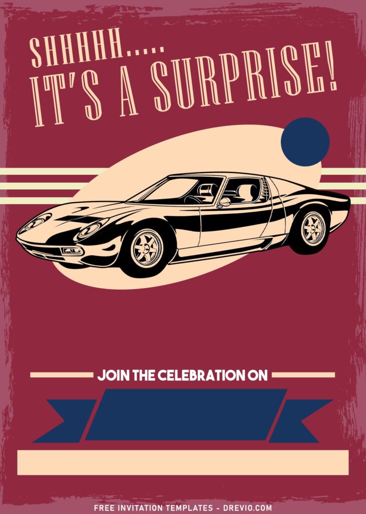 8+ Vintage Car Spectacular 50th Birthday Invitation Templates with vintage poster style background