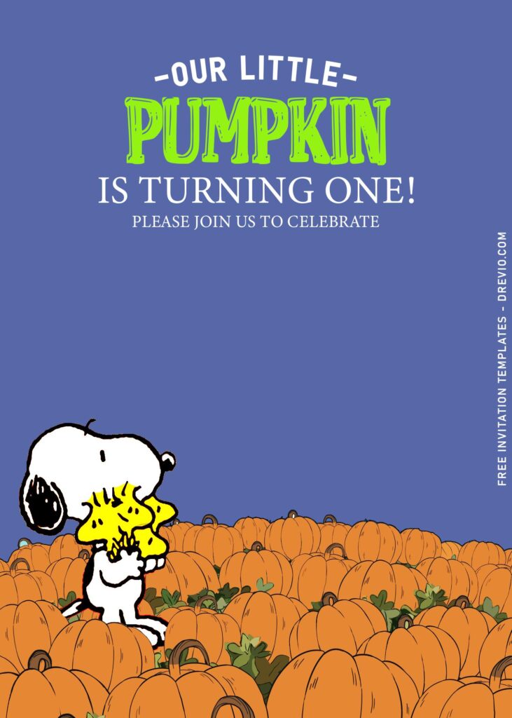10+ Charlie Brown And Friends Pumpkin Birthday Invitation Templates with adorable snoopy