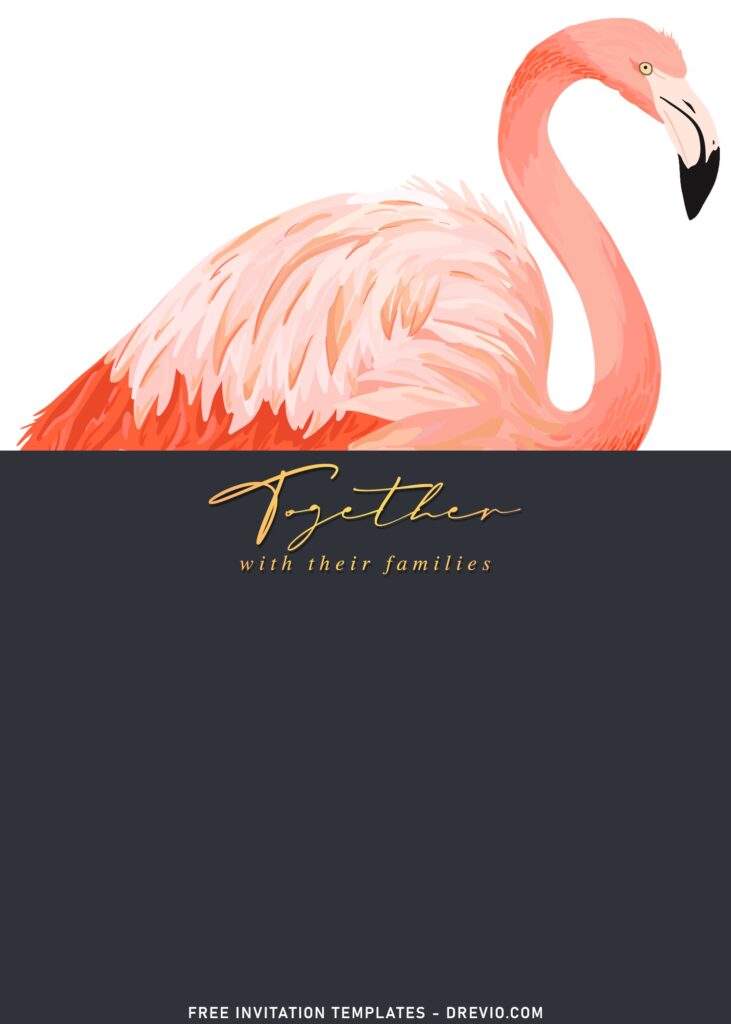 8+ Beautiful Flaming Couple Wedding Invitation Templates with gorgeous blush pink flamingo