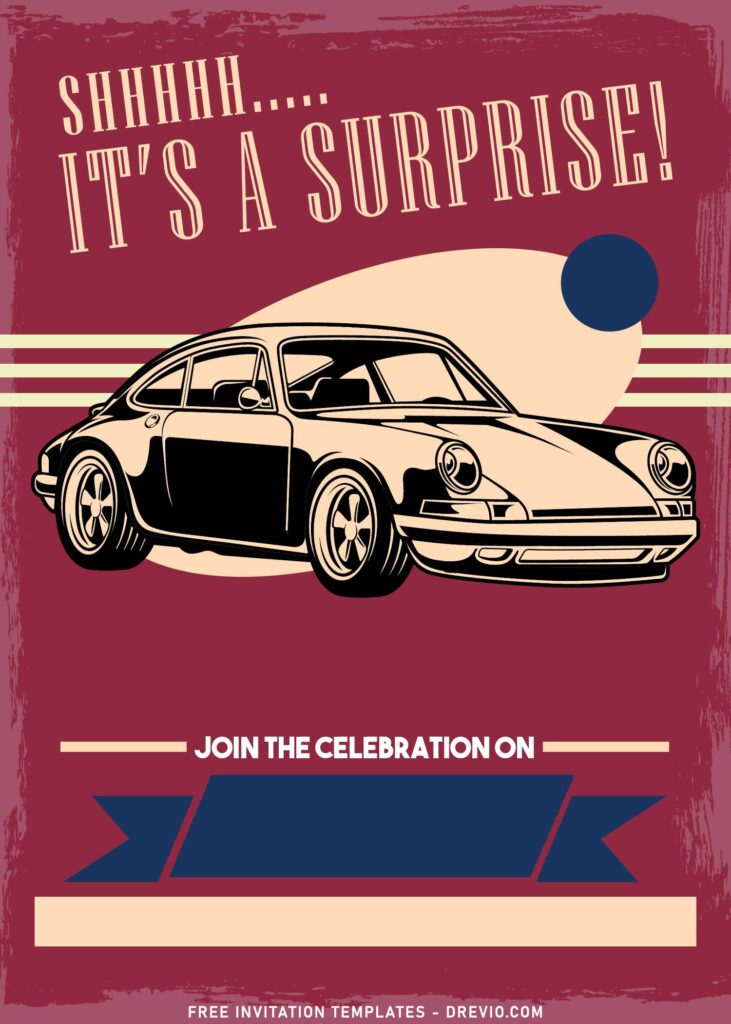 8+ Vintage Car Spectacular 50th Birthday Invitation Templates with Porsche car