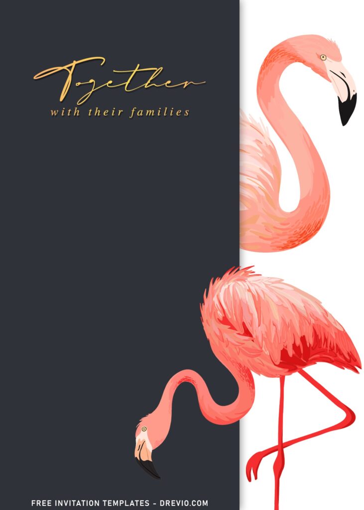 8+ Beautiful Flaming Couple Wedding Invitation Templates with modern flamingo