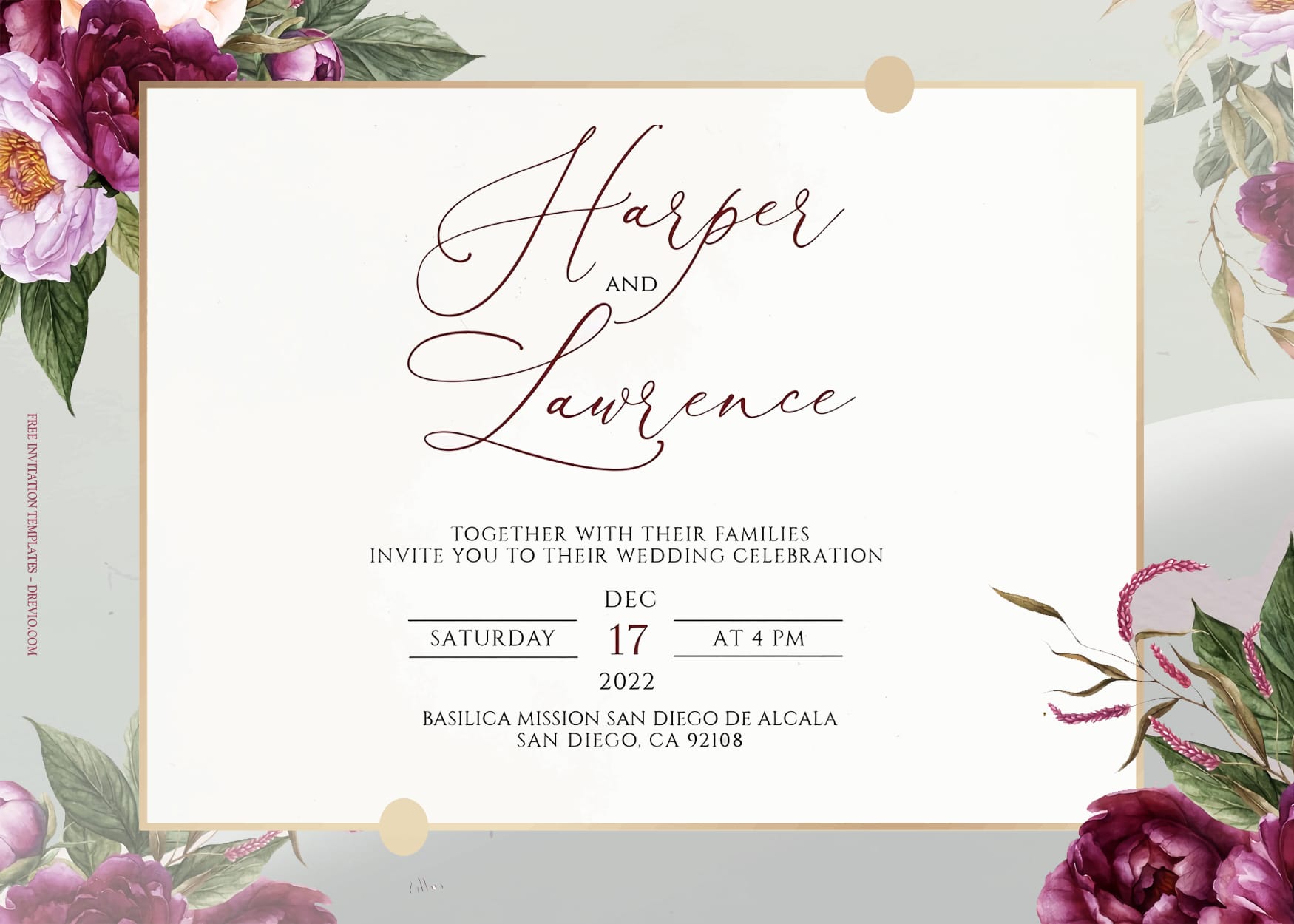 8+ Maroon Bordeaux Beauty Floral Wedding Invitation Templates Title