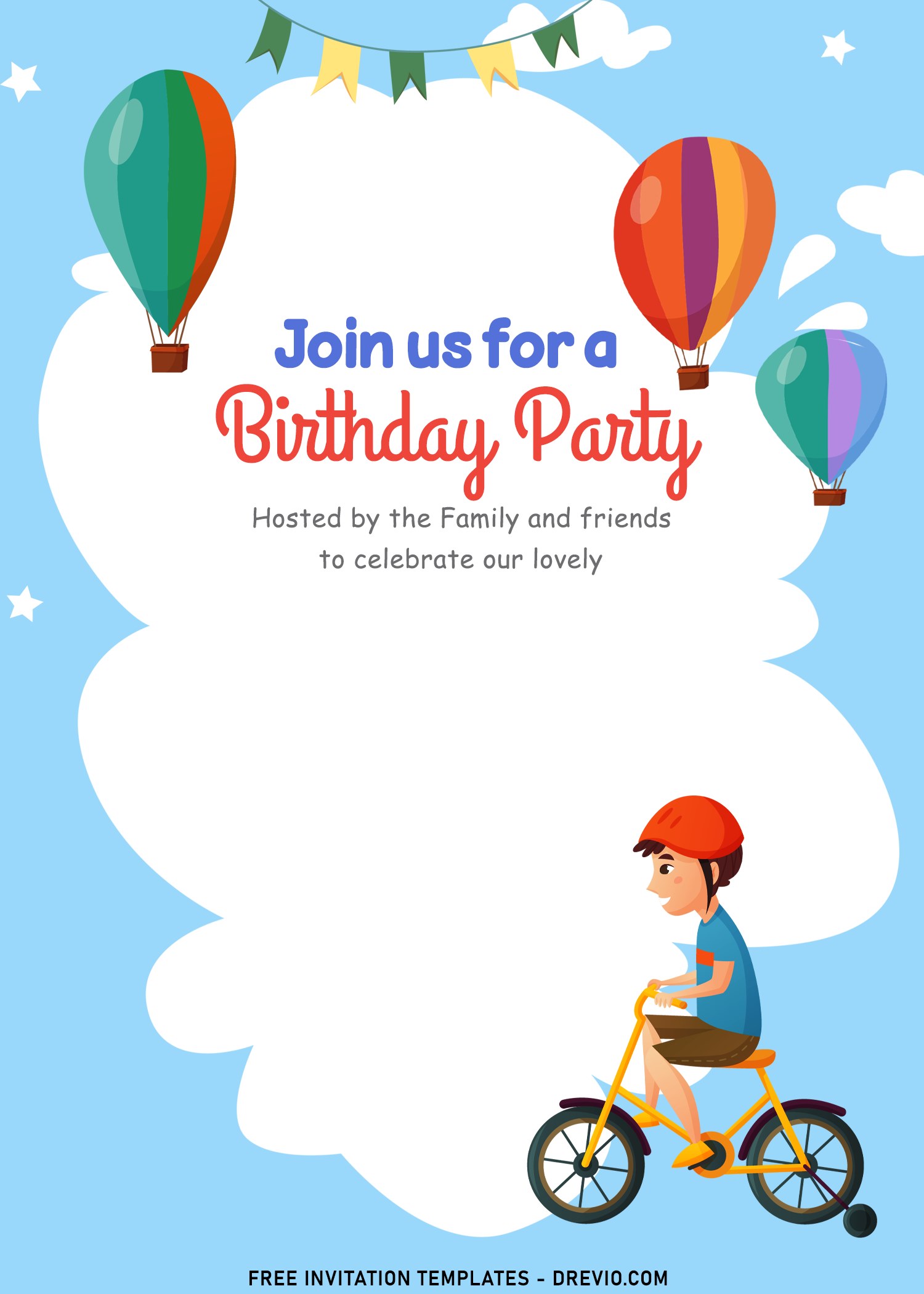 Premium Vector | Birthday party invitation template with cake