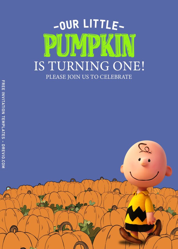 10+ Charlie Brown And Friends Pumpkin Birthday Invitation Templates with cute Charlie