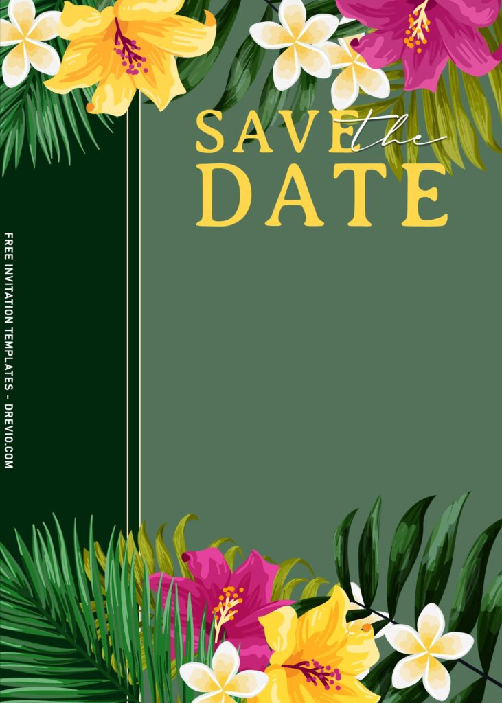 8+ Hawaiian Luau Tropical Birthday Invitation Templates with caladium leaves