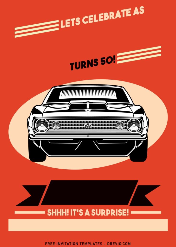 Invitation Template of 9+ Stylish Retro Car Golden 50th Birthday Invitation Templates 1