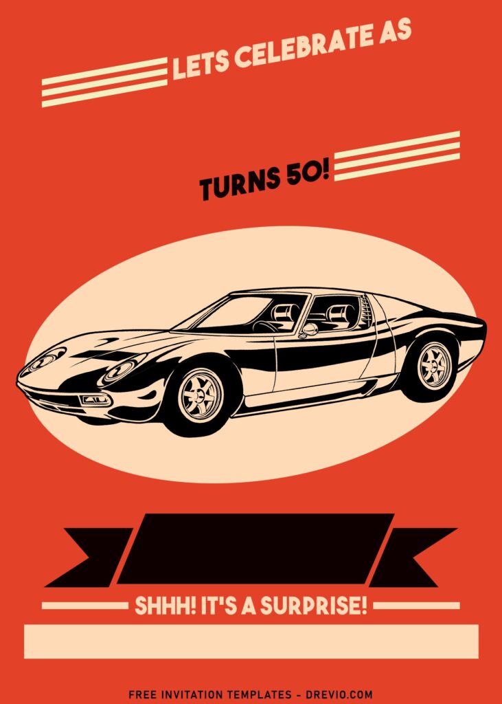 Invitation Template of 9+ Stylish Retro Car Golden 50th Birthday Invitation Templates 5