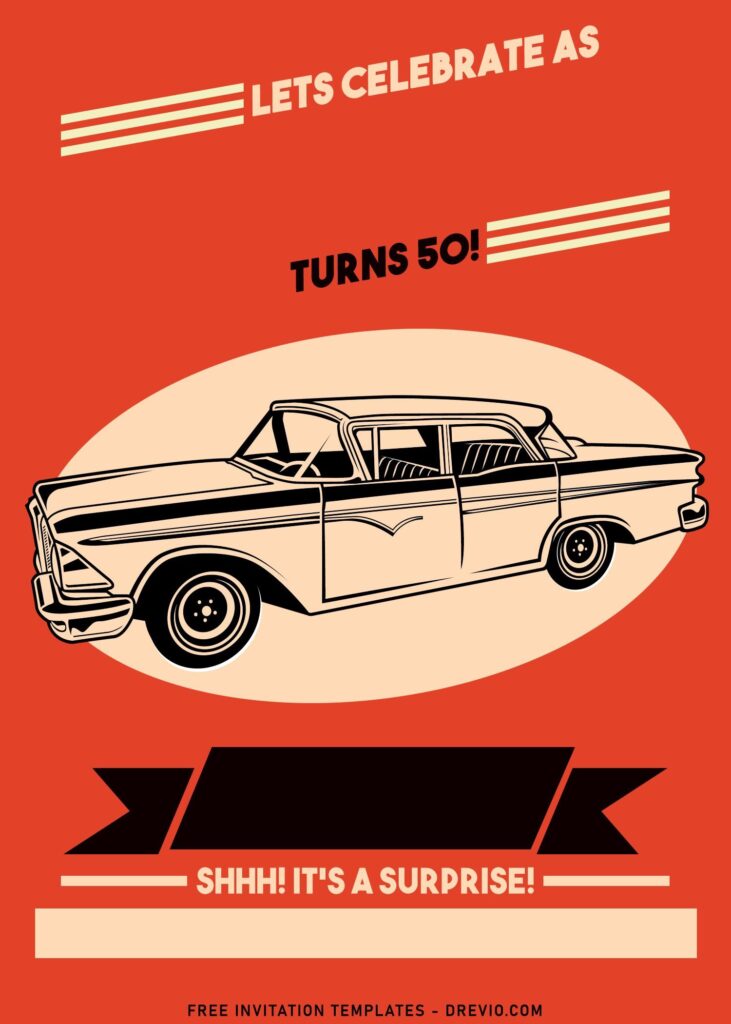 Invitation Template of 9+ Stylish Retro Car Golden 50th Birthday Invitation Templates 4