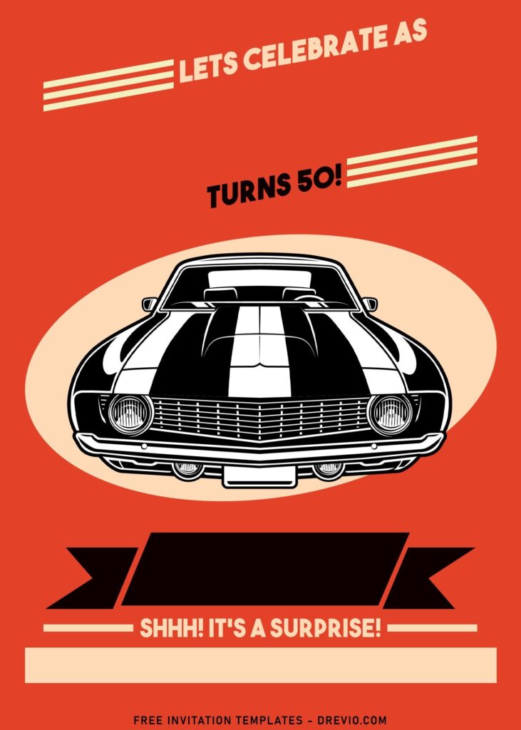 Invitation Template of 9+ Stylish Retro Car Golden 50th Birthday Invitation Templates 3