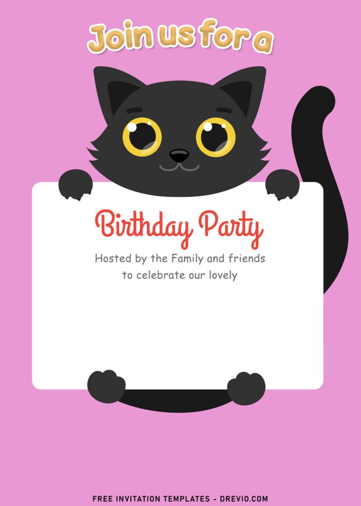 9+ Adorable Zoo Theme Birthday Invitation Templates For Your Kid's Birthday with cute black kitten