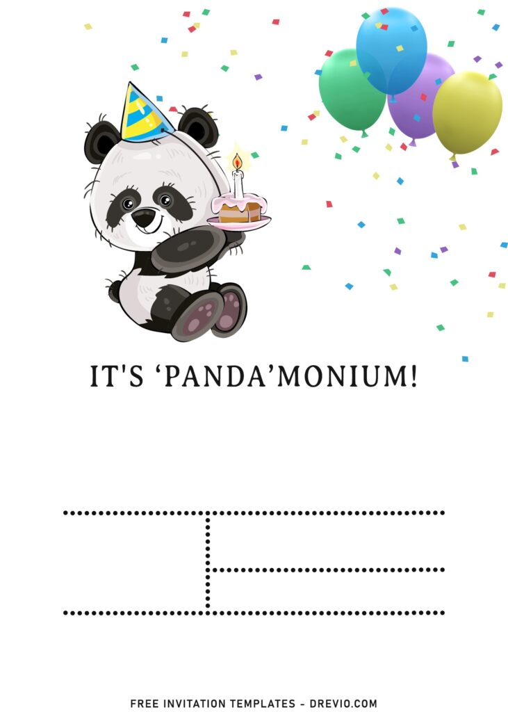 9+ Sweet Birthday Panda Party Invitation Templates with colorful balloons and confetti
