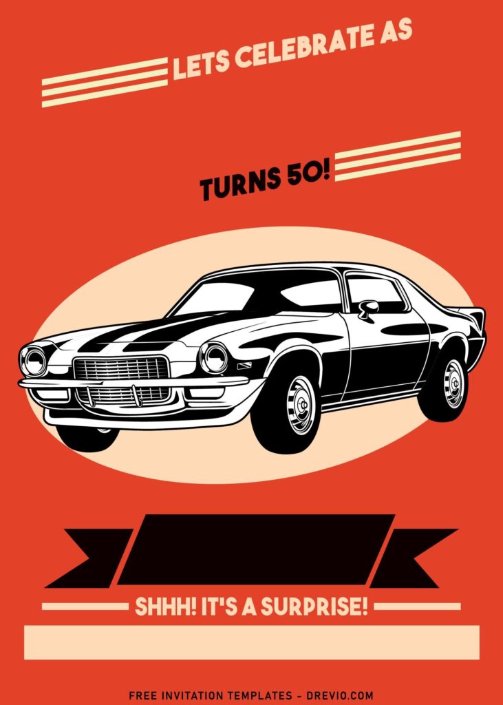 Invitation Template of 9+ Stylish Retro Car Golden 50th Birthday Invitation Templates 2