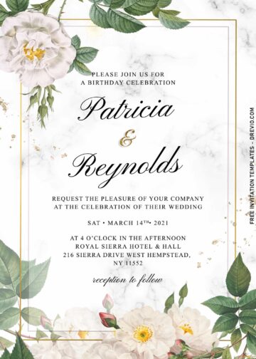 9+ Luxury Marble And Floral Invitation Templates For Beautiful Garden ...