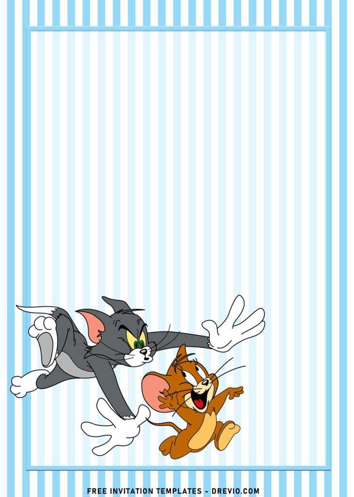 10+ Bubbly Tom And Jerry Themed Birthday Invitation Templates with Tom is running to catch Jerry