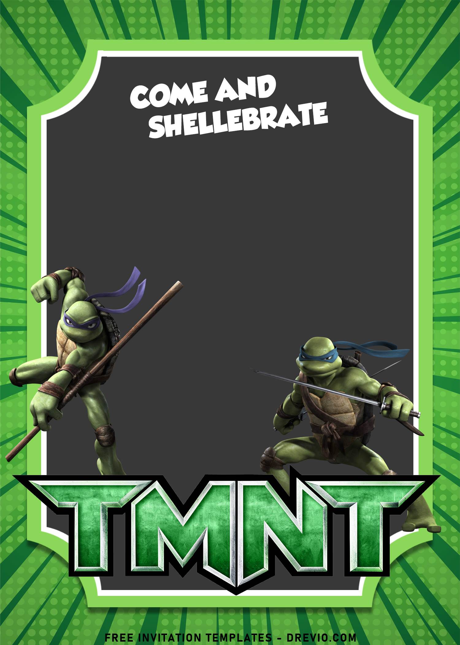 10+ Awesome Teenage Mutant Ninja Turtle Birthday Invitation Templates