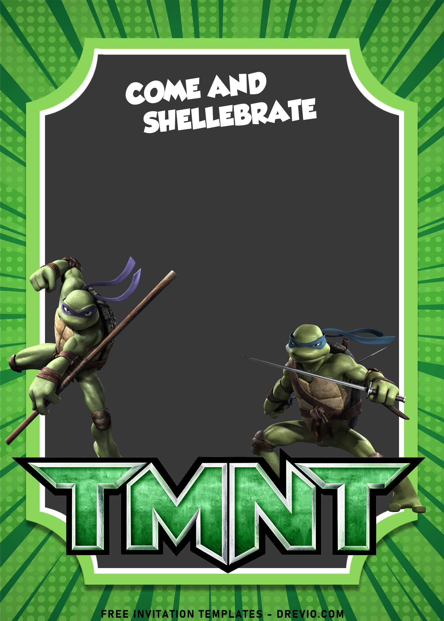 10 Awesome Teenage Mutant Ninja Turtle Birthday Invitation Templates 