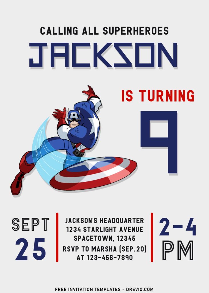 10+ Marvelous Captain America Birthday Invitation Templates For All Ages