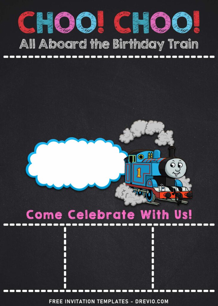 10+ Thomas The Tank Engine And Friends Birthday Invitation Templates with Chalkboard Background