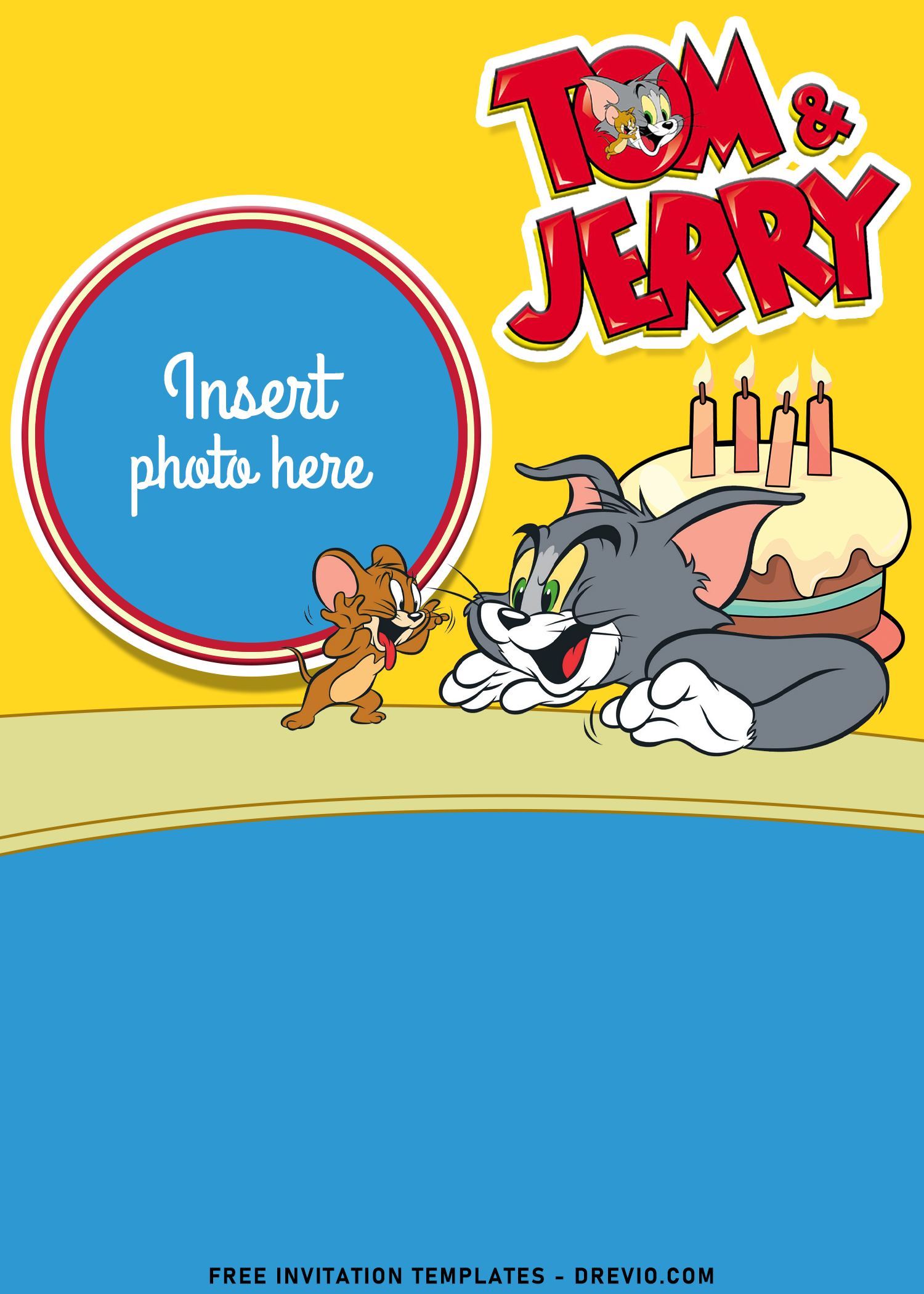 Tom And Jerry Birthday Invitation Card 5th Birthday I