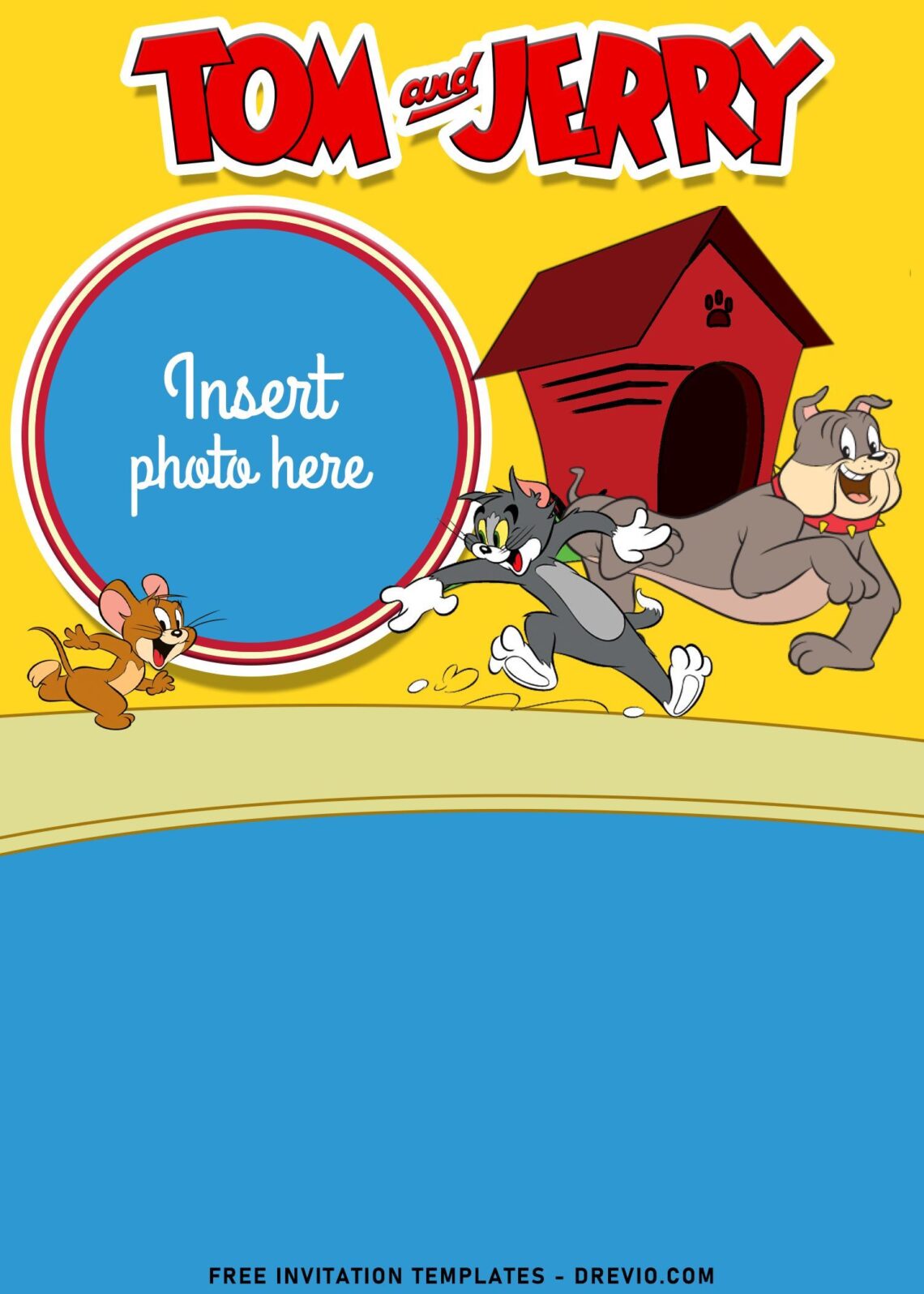 10+ Super Fun Tom And Jerry Birthday Invitation Templates with cartoon spike the buldog