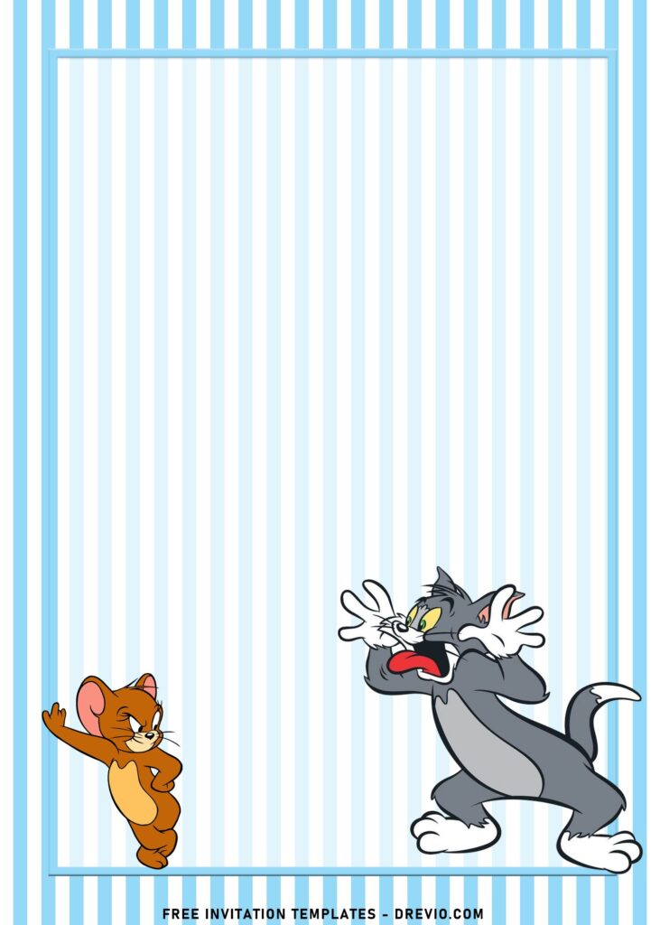 10+ Bubbly Tom And Jerry Themed Birthday Invitation Templates with cute Tom is mocking Jerry