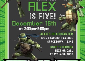 10+ Furious Teenage Mutant Ninja Turtles Boy Birthday Invitation Templates